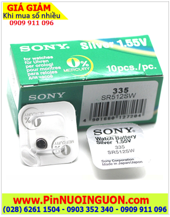 Sony SR512SW _Pin 335; Pin đồng hồ 1.55v Silver Oxide Sony SR512SW _Pin 335 /Loại vỉ 1viên 